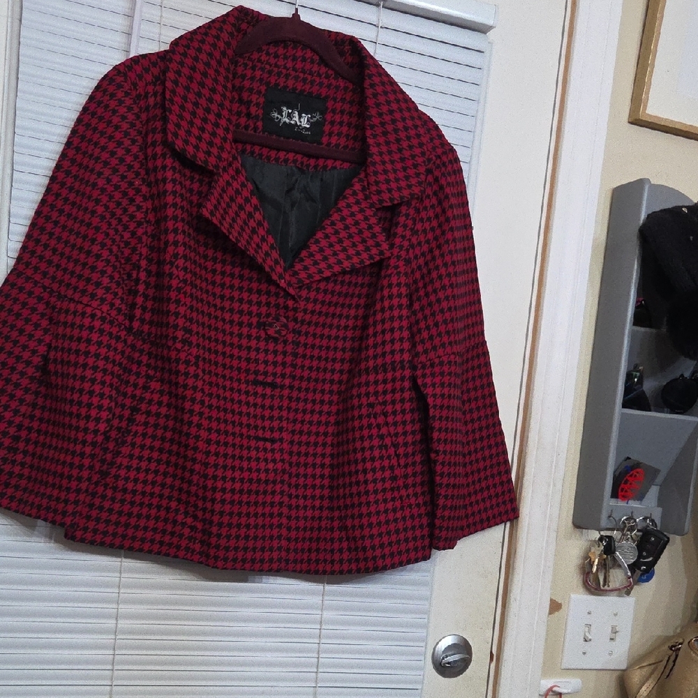 Live a Little Red and Black Pea Coat